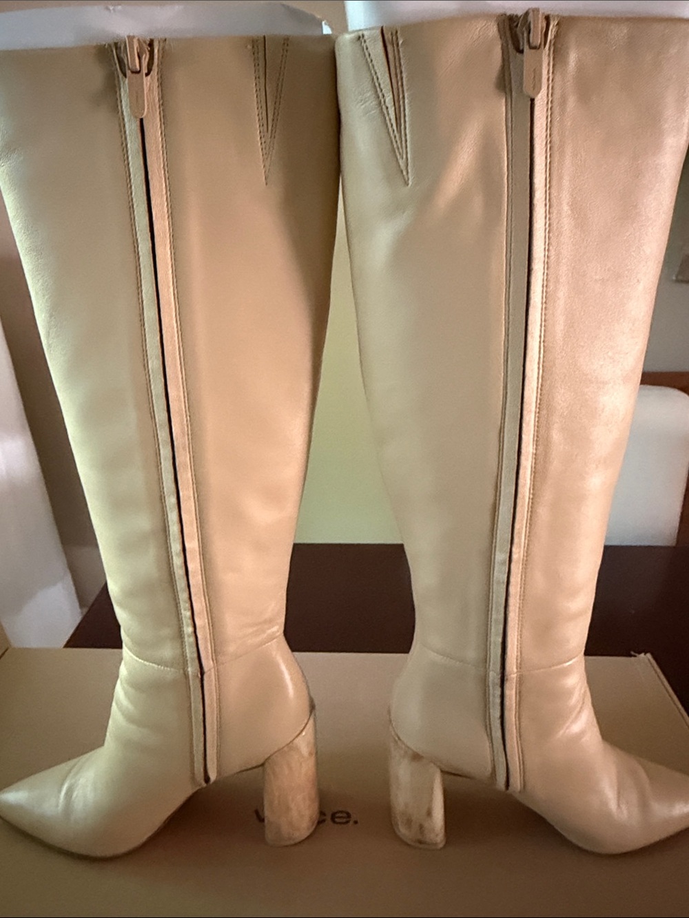 Vince Pilar Macadamia Le Pointed-Toe Leather Boots - Picture 8 of 13